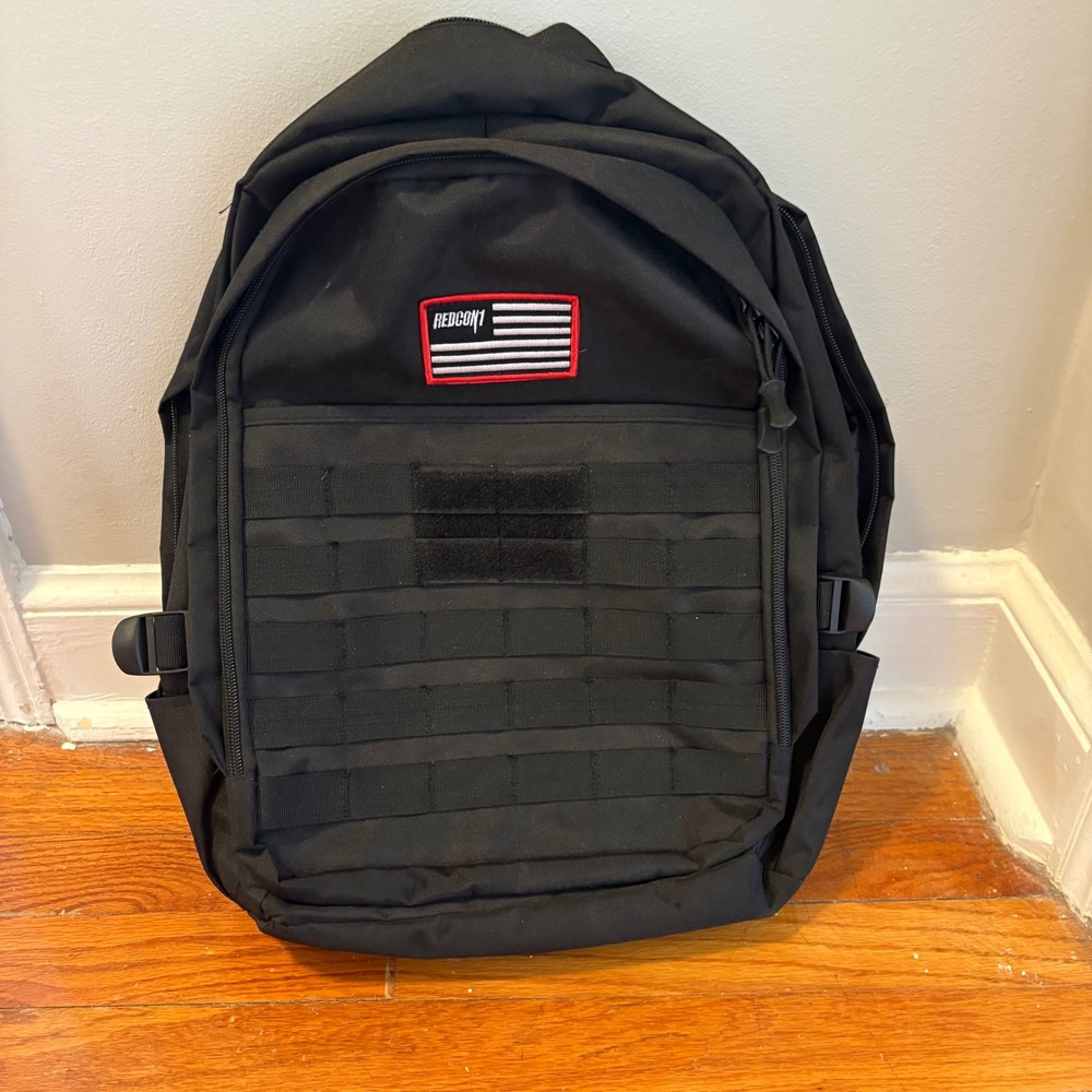 Redcon1 Mens Large Backpack Black Tactical Molle Gym Bag Flag Patch